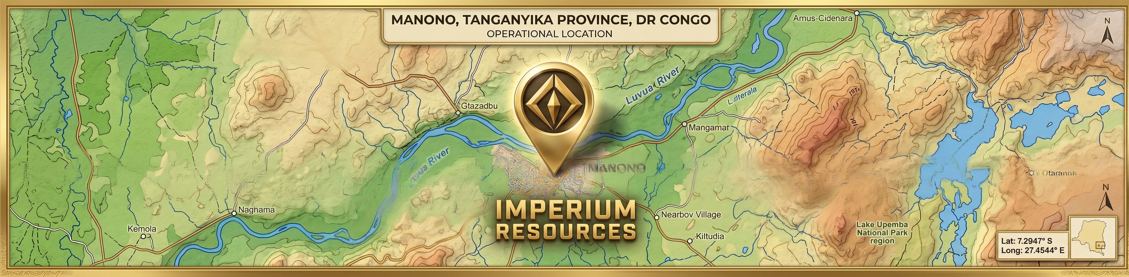 Topographic terrain view of Manono, Tanganyika Province, Democratic Republic of the Congo